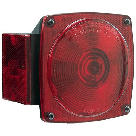 PETERSON MANUFACTURING Stop Turn Tail Light Incandescent Bulb Square Red 434 x 412 With License Light V440L